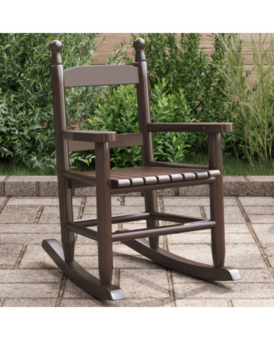 Chaise à bascule enfants marron bois de peuplier massif | Mobilier & Déco