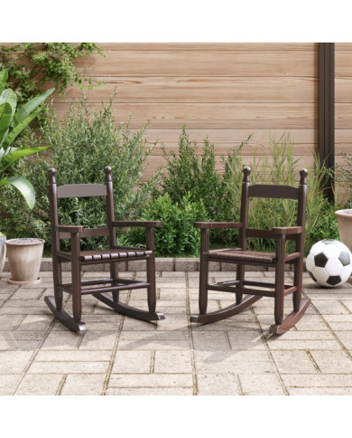 Chaises à bascule enfants lot de 2 marron bois peuplier massif | Mobilier & Déco