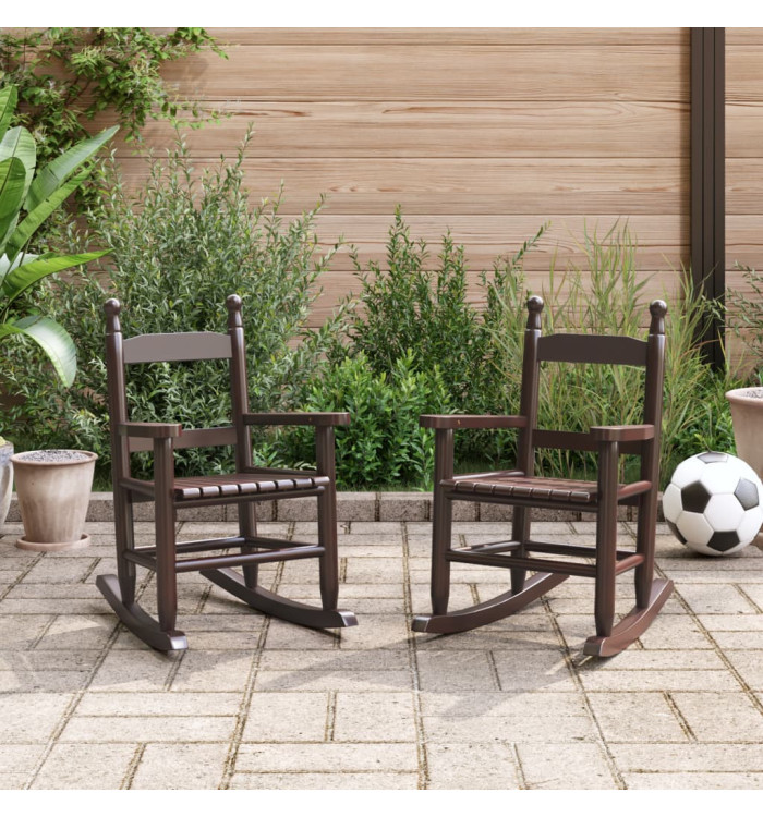 Chaises à bascule enfants lot de 2 marron bois peuplier massif | Mobilier & Déco