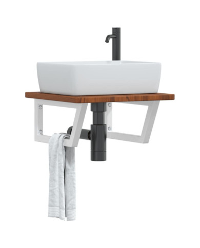 Étagère de vasque murale acier et bois de chêne massif | Mobilier & Déco