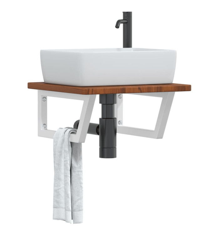Étagère de vasque murale acier et bois de chêne massif | Mobilier & Déco