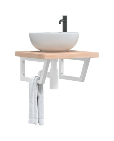 Étagère de vasque murale acier et bois de chêne massif | Mobilier & Déco