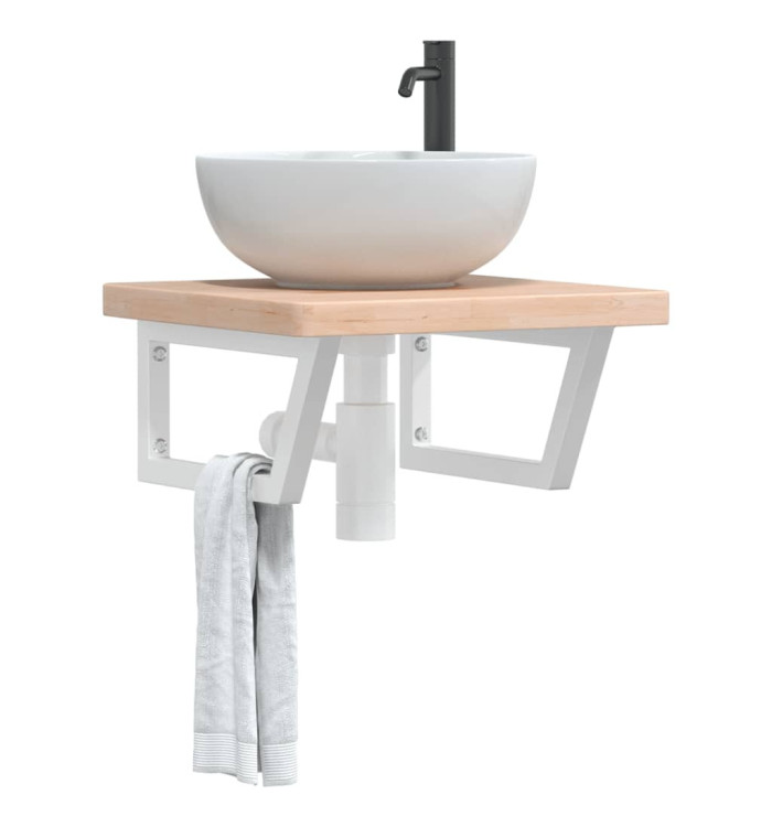 Étagère de vasque murale acier et bois de chêne massif | Mobilier & Déco
