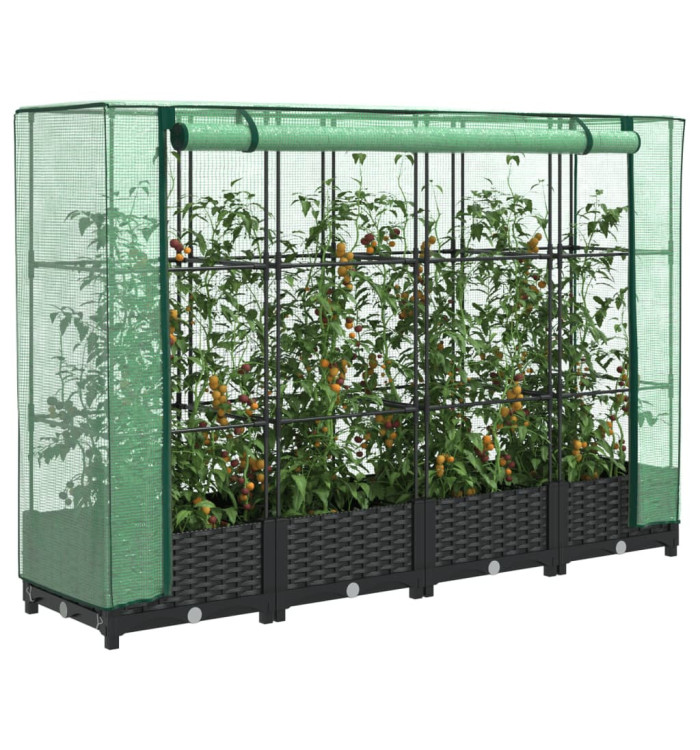 Jardinière surélevée avec housse aspect rotin 160x40x123 cm | Mobilier & Déco