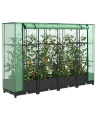 Jardinière surélevée avec housse aspect rotin 160x40x123 cm | Mobilier & Déco