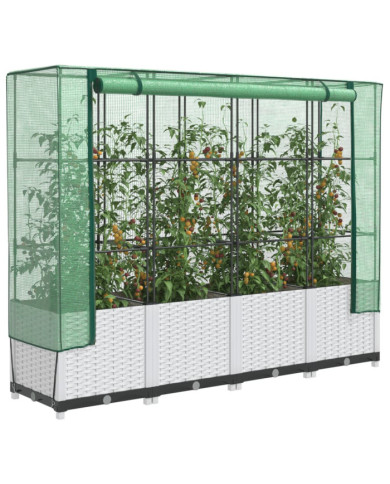 Jardinière surélevée avec housse aspect rotin 160x40x138 cm | Mobilier & Déco