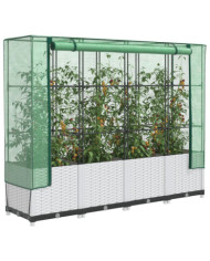 Jardinière surélevée avec housse aspect rotin 160x40x138 cm | Mobilier & Déco