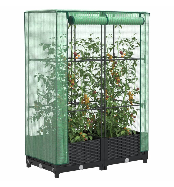 Jardinière surélevée avec housse aspect rotin 80x40x123 cm | Mobilier & Déco