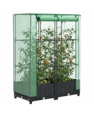 Jardinière surélevée avec housse aspect rotin 80x40x123 cm | Mobilier & Déco