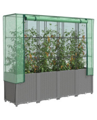 Jardinière surélevée avec housse aspect rotin 160x40x153 cm | Mobilier & Déco
