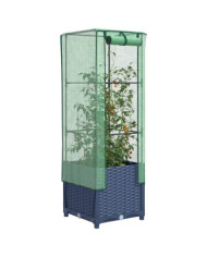 Jardinière surélevée avec housse aspect rotin 40x40x139 cm | Mobilier & Déco