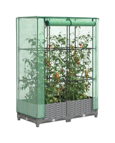 Jardinière surélevée avec housse aspect rotin 80x40x123 cm | Mobilier & Déco