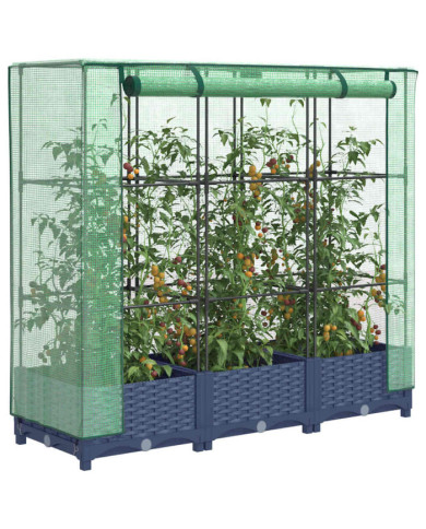 Jardinière surélevée avec housse aspect rotin 120x40x123 cm | Mobilier & Déco