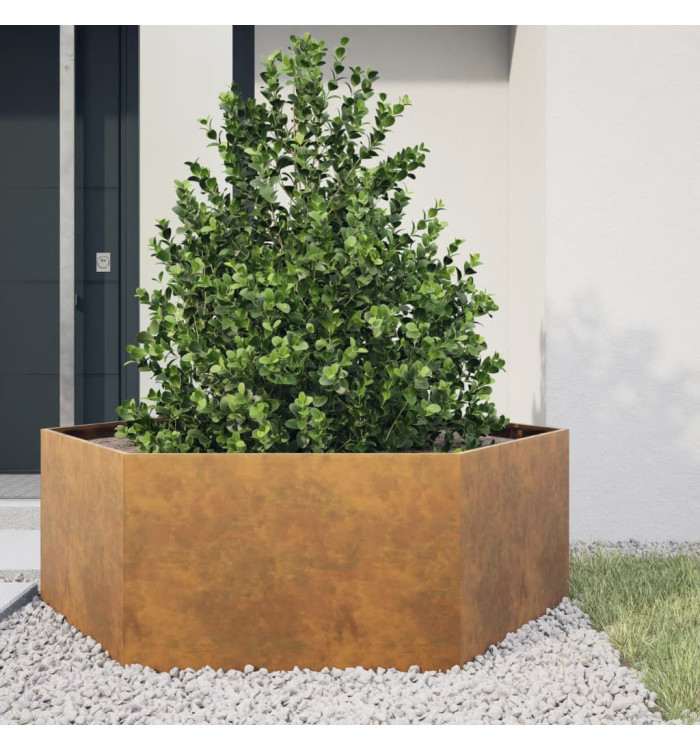 Jardinière hexagone 138x120x45 cm acier patinable | Mobilier & Déco