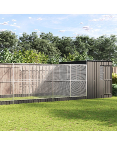 Volière avec extension argenté 704x303x216 cm acier | Mobilier & Déco