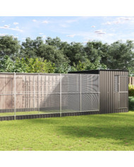 Volière avec extension argenté 704x303x216 cm acier | Mobilier & Déco