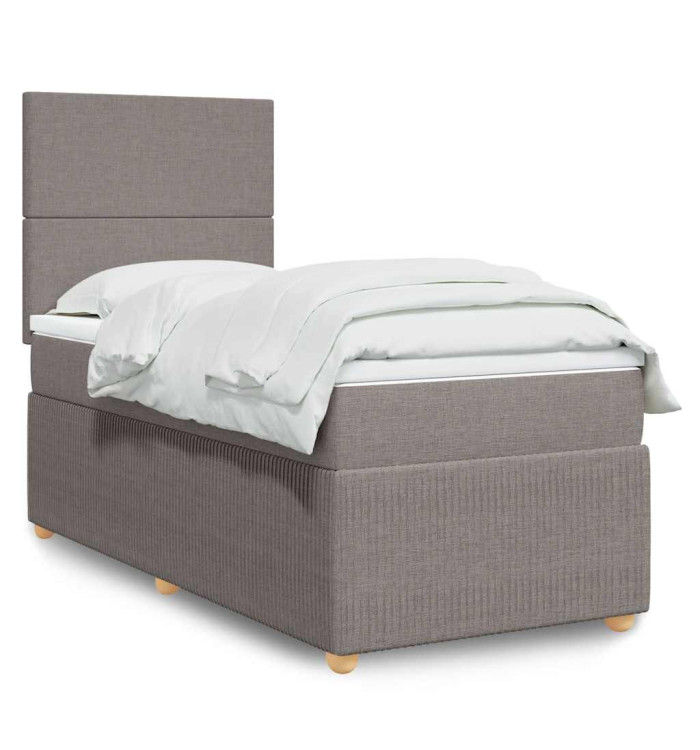 Sommier à lattes de lit avec matelas Taupe 90x200 cm Tissu | Mobilier & Déco