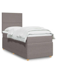 Sommier à lattes de lit avec matelas Taupe 90x200 cm Tissu | Mobilier & Déco