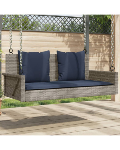 Banc à bascule avec coussins Gris 119 x 56 x 48 cm Résine tressée | Mobilier & Déco