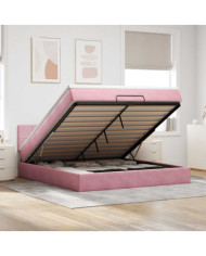 Lit ottoman avec matelas et LED Rose 180x200 cm velours | Mobilier & Déco