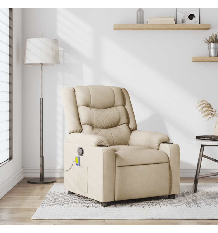 Fauteuil de massage inclinable Crème Tissu | Mobilier & Déco