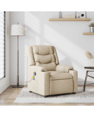 Fauteuil de massage inclinable Crème Tissu | Mobilier & Déco