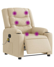 Fauteuil inclinable de massage électrique crème tissu | Mobilier & Déco