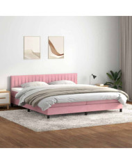 Sommier à lattes de lit avec matelas rose 200x210 cm velours | Mobilier & Déco