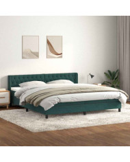 Sommier à lattes de lit et matelas vert foncé 200x210cm velours | Mobilier & Déco