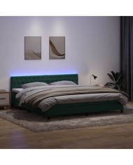 Sommier à lattes de lit et matelas vert foncé 200x210cm velours | Mobilier & Déco