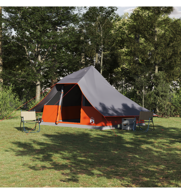 Tente Familiale Tipi Gris et Orange Pour 10 Personnes Étanche | Mobilier & Déco