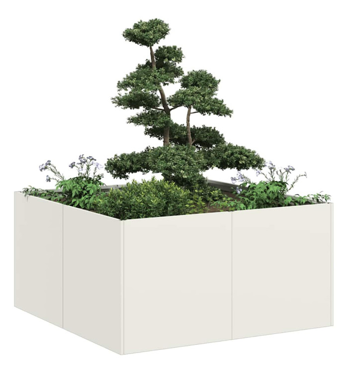 Jardinière blanc 80x80x40 cm acier laminé à froid | Mobilier & Déco