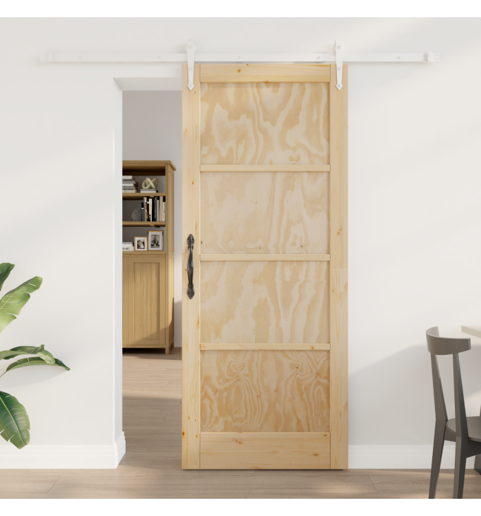 Porte Coulissante avec Kit de Matériel 83x202 cm en Bois Massif Pin, Porte Intérieure "ORKDAL" 83x202x4 cm en Bois Massif Pin |