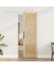 Porte coulissante avec matériel 61x198.5 cm en bois massif de pin, Porte intérieure "ORKDAL" 61x198.5 cm en bois massif de pin