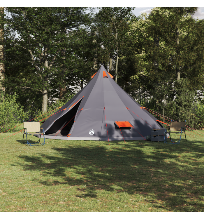Tente familiale Tipi grise et orange pour 12 personnes, imperméable | Mobilier & Déco