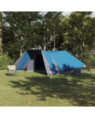 Tente Familiale avec Auvent Étendu - Bleu - Tente Étanche pour 12 Personnes | Mobilier & Déco