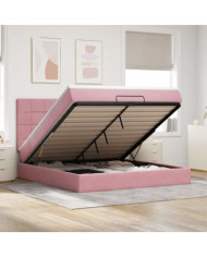 Cadre de lit ottoman avec matelas rose 180x200 cm velours | Mobilier & Déco