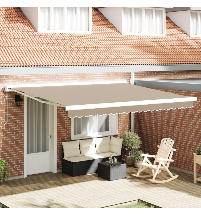 Tissu de Remplacement pour Auvent pour Cadre de 4x3 m Beige | Mobilier & Déco