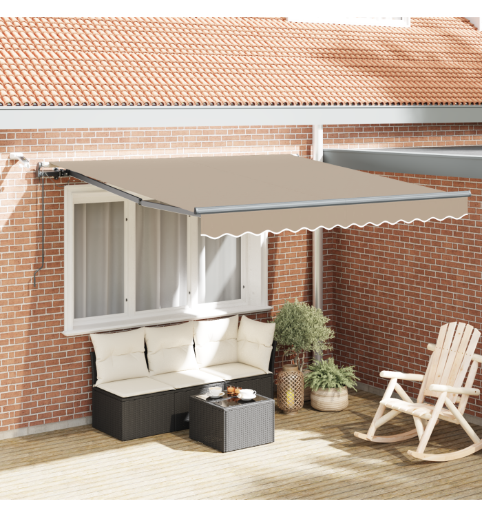 Auvent rétractable automatique avec LED Beige 300x250 cm, Tissu de remplacement pour auvent pour cadre de 3x2,5 m Beige | Mobi