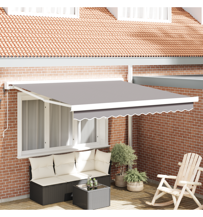 Store rétractable automatique gris clair 300x250 cm, Tissu de remplacement de store pour cadre 3x2,5 m gris clair | Mobilier &