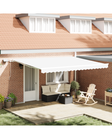 Auvent Rétractable Manuel avec LED Blanc 450x350 cm, Tissu de Remplacement pour Auvent de 4,5x3,5 m Blanc | Mobilier & Déco