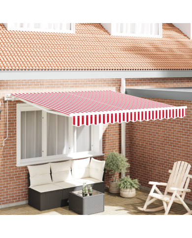 Store Rétractable Automatique Rouge et Blanc 300x250 cm | Mobilier & Déco
