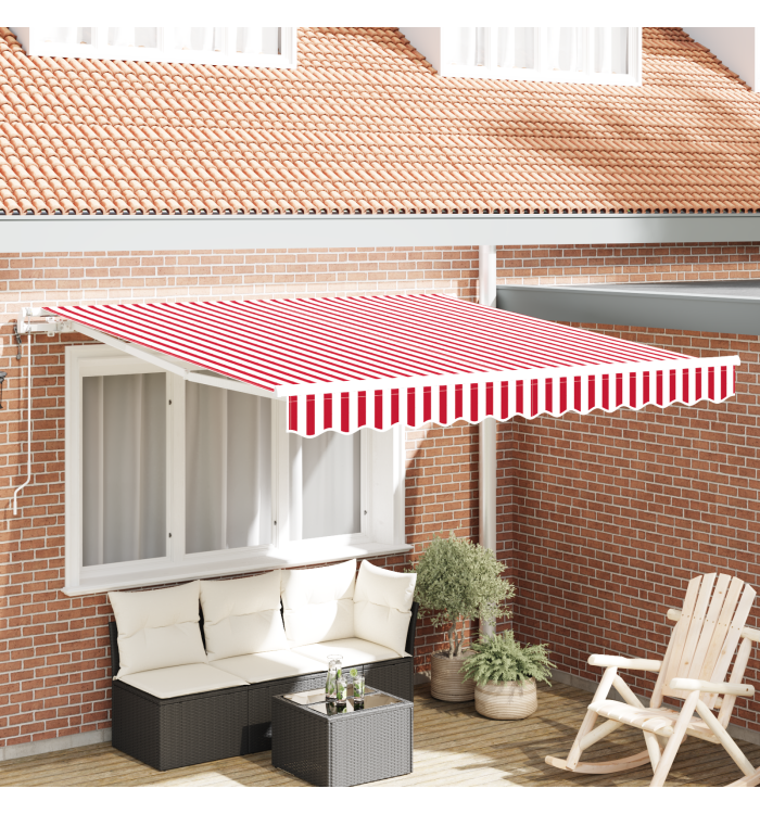 Store Rétractable Automatique Rouge et Blanc 300x250 cm | Mobilier & Déco