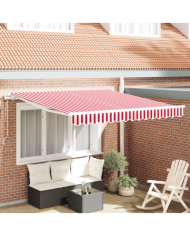Store Rétractable Automatique Rouge et Blanc 300x250 cm | Mobilier & Déco