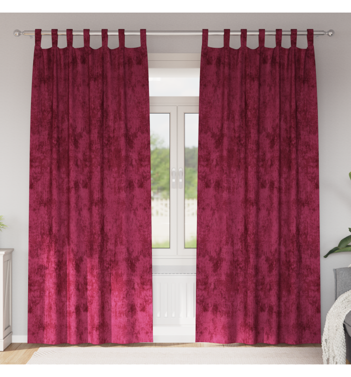 Set de 2 rideaux en velours avec œillets bordeaux 225x140 cm | Mobilier & Déco
