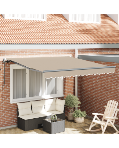 Auvent rétractable manuel beige 350x250 cm, Tissu de remplacement pour auvent pour cadre 3,5x2,5 m beige | Mobilier & Déco