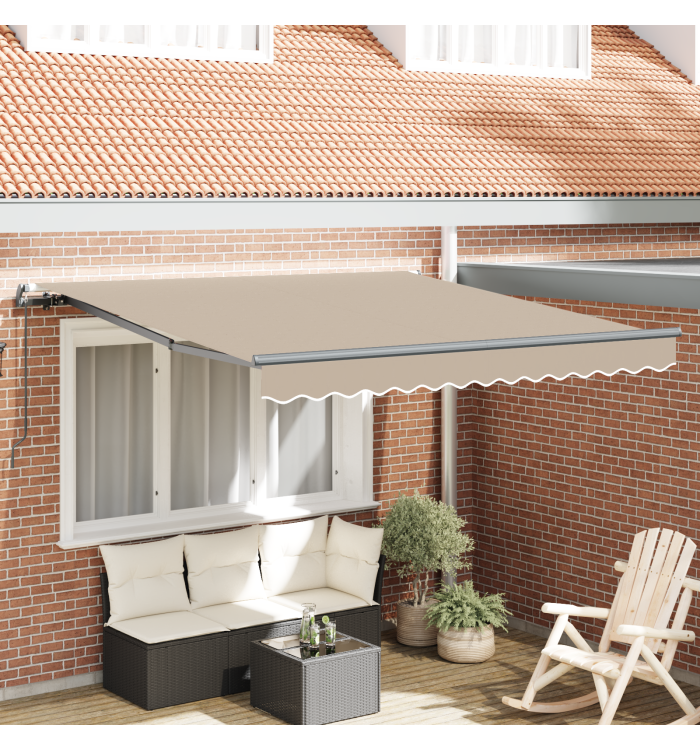 Auvent rétractable manuel beige 350x250 cm, Tissu de remplacement pour auvent pour cadre 3,5x2,5 m beige | Mobilier & Déco