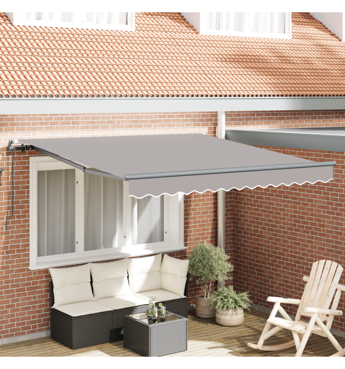 Auvent Manuel Rétractable Gris Clair 300x250 cm, Tissu de Remplacement pour Auvent 3x2.5 m Gris Clair | Mobilier & Déco