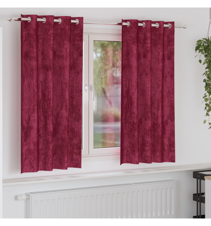 Rideaux en velours 2 pcs avec œillets Bourgogne 175x140 cm | Mobilier & Déco