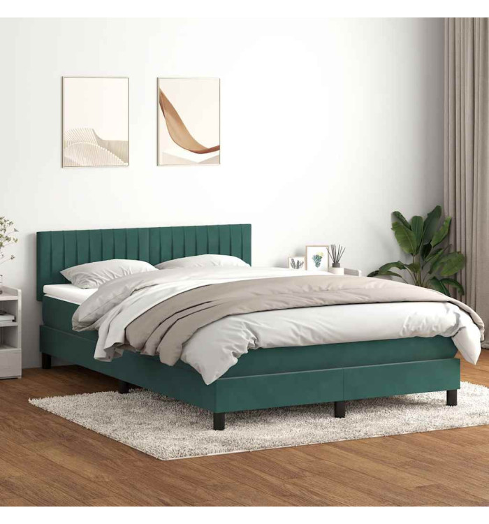 Sommier à lattes de lit et matelas vert foncé 140x210cm velours | Mobilier & Déco